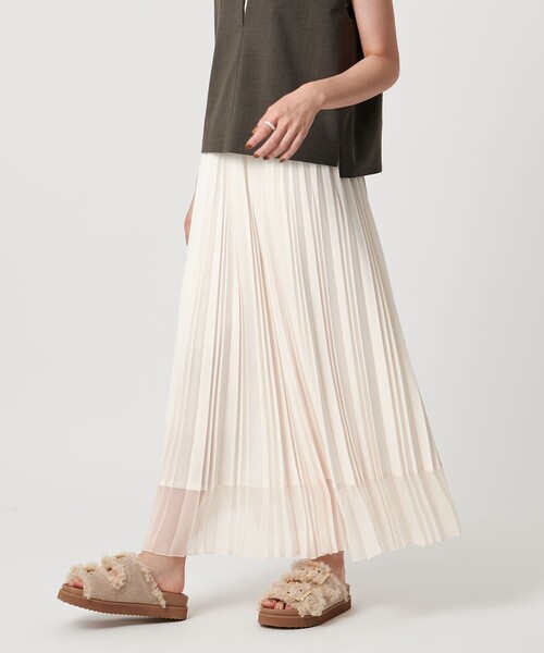 UNITED ARROWS（ユナイテッドアローズ）の「シアー コンビ プリーツ スカート（スカート・レディース・オフホワイト/ダークグレー/ブラック・36/38）」の10枚目の写真