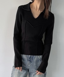 JUNOAH（ジュノア）の「配色ラインビスチェデザインリブニット（ニット/セーター）」