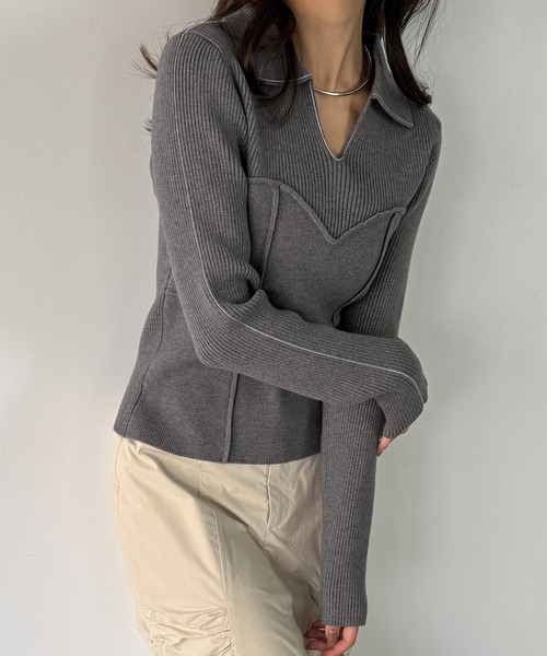 junoah(ジュノア)の「配色ラインビスチェデザインリブニット(ニット/セーター・レディース・チャコール/ブラック/アイボリー・MEDIUM/LARGE)」の16枚目の写真