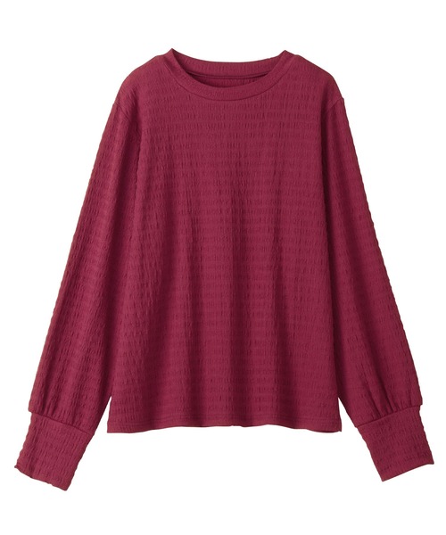 alotta（アロッタ）の「ふんわりパフ袖カットジャガードトップス（Tシャツ/カットソー・レディース・グレイッシュベージュ/アイボリー/ワインレッド/ブラウン・L/M/LL）」の18枚目の写真