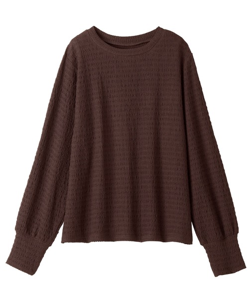 alotta（アロッタ）の「ふんわりパフ袖カットジャガードトップス（Tシャツ/カットソー・レディース・グレイッシュベージュ/アイボリー/ワインレッド/ブラウン・L/M/LL）」の19枚目の写真