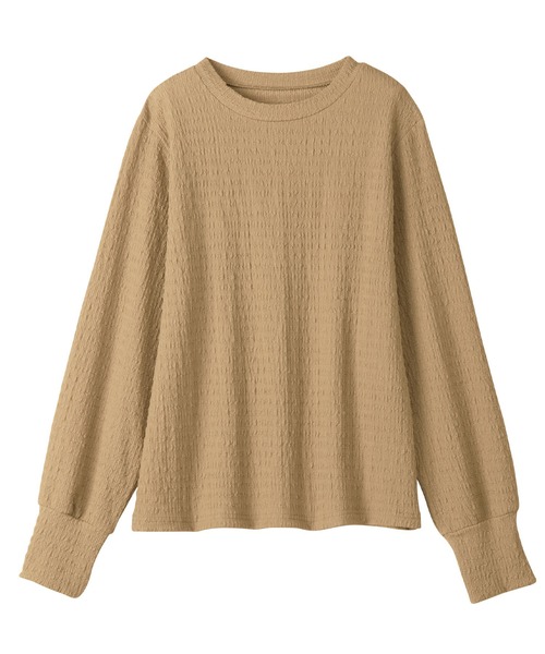 alotta（アロッタ）の「ふんわりパフ袖カットジャガードトップス（Tシャツ/カットソー・レディース・グレイッシュベージュ/アイボリー/ワインレッド/ブラウン・L/M/LL）」の20枚目の写真