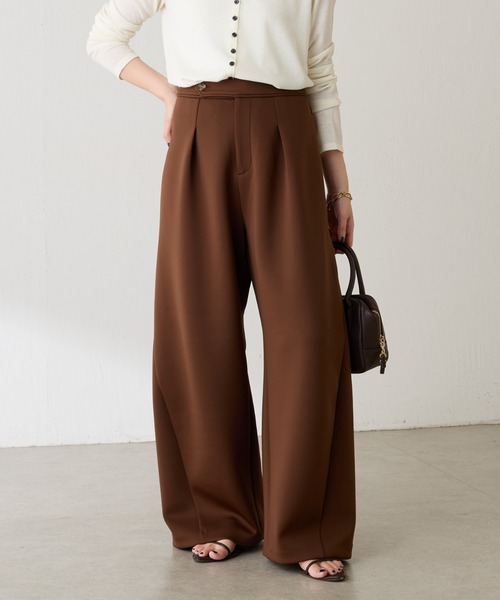 COLLAGE GALLARDAGALANTE（コラージュガリャルダガランテ）の「裾切替ダンボールパンツ（その他パンツ・レディース・ブラウン/アイボリー・0/1）」の2枚目の写真