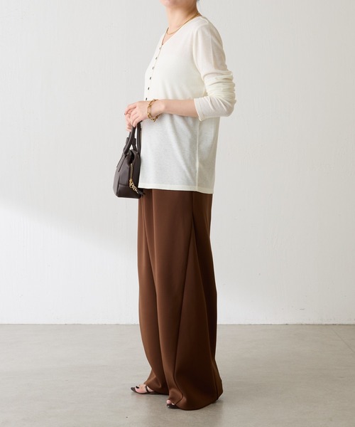 COLLAGE GALLARDAGALANTE（コラージュガリャルダガランテ）の「裾切替ダンボールパンツ（その他パンツ・レディース・ブラウン/アイボリー・0/1）」の5枚目の写真