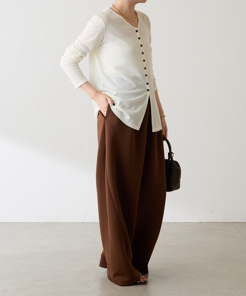 COLLAGE GALLARDAGALANTE（コラージュガリャルダガランテ）の「裾切替ダンボールパンツ（その他パンツ・レディース・ブラウン/アイボリー・0/1）」の8枚目の写真