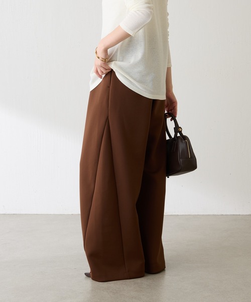 COLLAGE GALLARDAGALANTE（コラージュガリャルダガランテ）の「裾切替ダンボールパンツ（その他パンツ・レディース・ブラウン/アイボリー・0/1）」の3枚目の写真