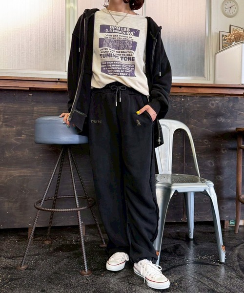 DOUBLE NAME（ダブルネーム）の「【m:rex】ミニ恐竜刺しゅうスウェットパンツ（その他パンツ・レディース・ブラック/ライトグレー・FREE）」の14枚目の写真
