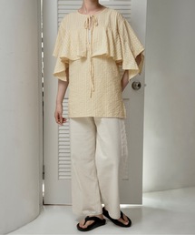 lawgy | unevenness stripe frill ribbon blouse / アンイーヴンネスストライプフリルリボンブラウス(シャツ/ブラウス)