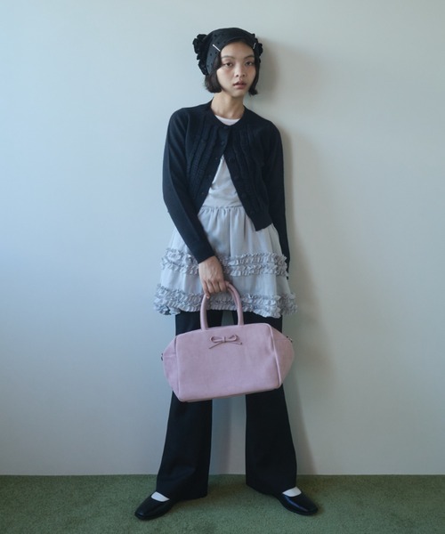 ちゃむちゃむ FEKETE 2wayリボンスエードボストンバッグ FEKETE ボストンバッグ suede 2way ribbon bag / 2WAY リボン