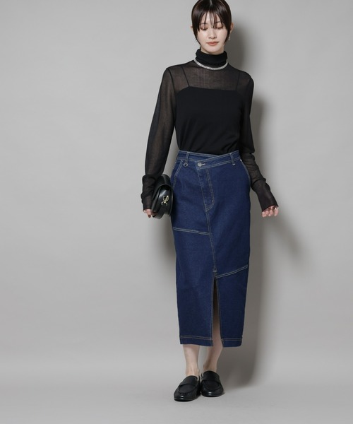 NANO universe（ナノユニバース）の「ラップペンシルデニムスカート（デニムスカート・レディース・ネイビー/ブルー・M/S）」の13枚目の写真