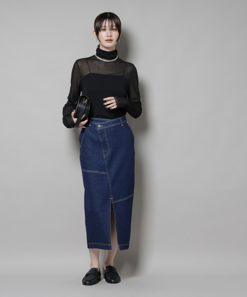 NANO universe（ナノユニバース）の「ラップペンシルデニムスカート（デニムスカート・レディース・ネイビー/ブルー・M/S）」の14枚目の写真