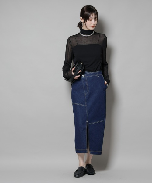 NANO universe（ナノユニバース）の「ラップペンシルデニムスカート（デニムスカート・レディース・ネイビー/ブルー・M/S）」の15枚目の写真