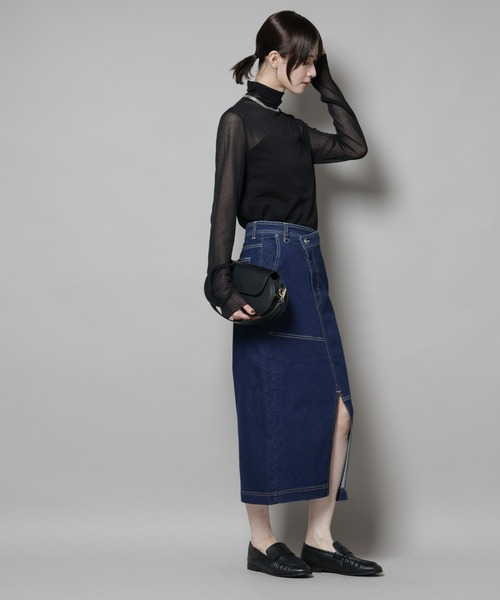 NANO universe（ナノユニバース）の「ラップペンシルデニムスカート（デニムスカート・レディース・ネイビー/ブルー・M/S）」の16枚目の写真