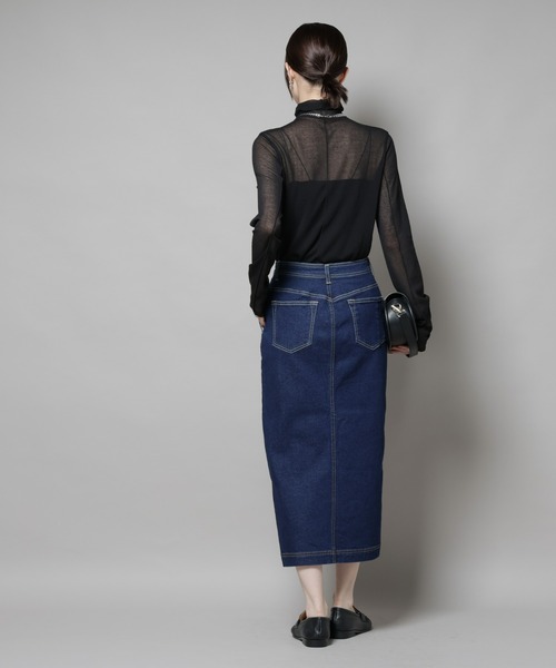 NANO universe（ナノユニバース）の「ラップペンシルデニムスカート（デニムスカート・レディース・ネイビー/ブルー・M/S）」の17枚目の写真