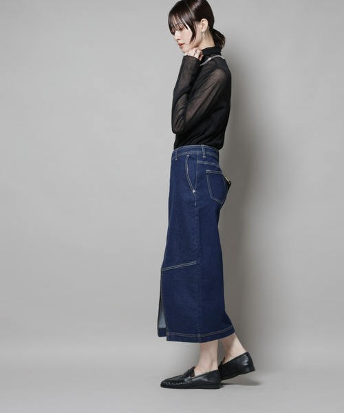 NANO universe（ナノユニバース）の「ラップペンシルデニムスカート（デニムスカート・レディース・ネイビー/ブルー・M/S）」の6枚目の写真