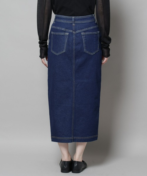 NANO universe（ナノユニバース）の「ラップペンシルデニムスカート（デニムスカート・レディース・ネイビー/ブルー・M/S）」の3枚目の写真