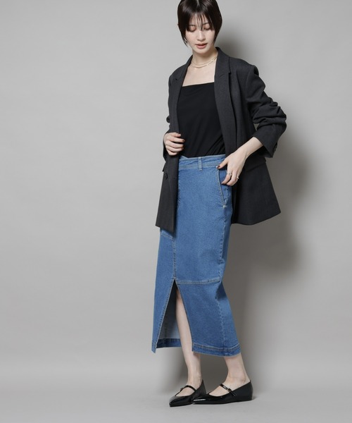 NANO universe（ナノユニバース）の「ラップペンシルデニムスカート（デニムスカート・レディース・ネイビー/ブルー・M/S）」の21枚目の写真