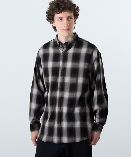 coca（coca）（コカ）の「TRマドラスチェック長袖シャツ（Tシャツ/カットソー・メンズ・ホワイト/ブラウン・XL/M/L）」の2枚目の写真