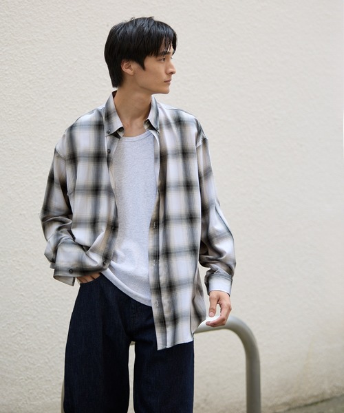 coca（coca）（コカ）の「TRマドラスチェック長袖シャツ（Tシャツ/カットソー・メンズ・ホワイト/ブラウン・XL/M/L）」の3枚目の写真