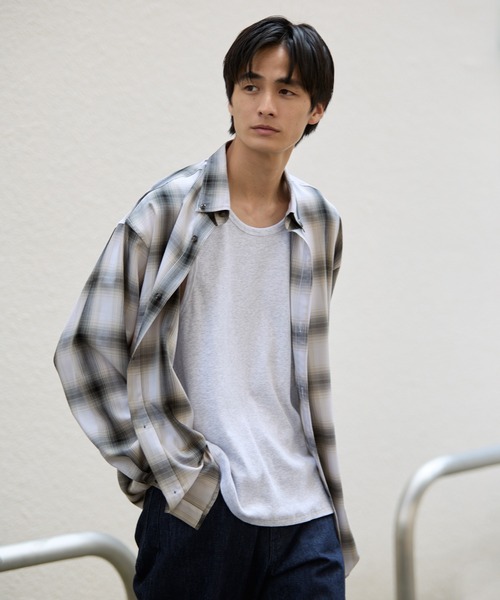 coca（coca）（コカ）の「TRマドラスチェック長袖シャツ（Tシャツ/カットソー・メンズ・ホワイト/ブラウン・XL/M/L）」の5枚目の写真