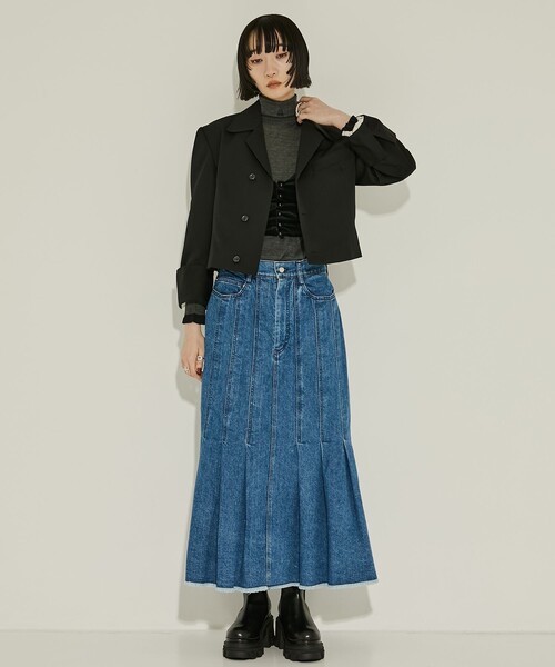 AKANE UTSUNOMIYA(アカネウツノミヤ)の「【AKANE UTSUNOMIYA/アカネウツノミヤ】WAO-FSK46-2007/デニムマーメイドスカート/秋服(スカート・レディース・ダークインディゴブルー/ブラック・38/36)」の6枚目の写真