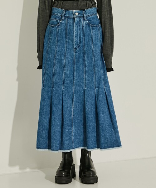 AKANE UTSUNOMIYA(アカネウツノミヤ)の「【AKANE UTSUNOMIYA/アカネウツノミヤ】WAO-FSK46-2007/デニムマーメイドスカート/秋服(スカート・レディース・ダークインディゴブルー/ブラック・38/36)」の7枚目の写真