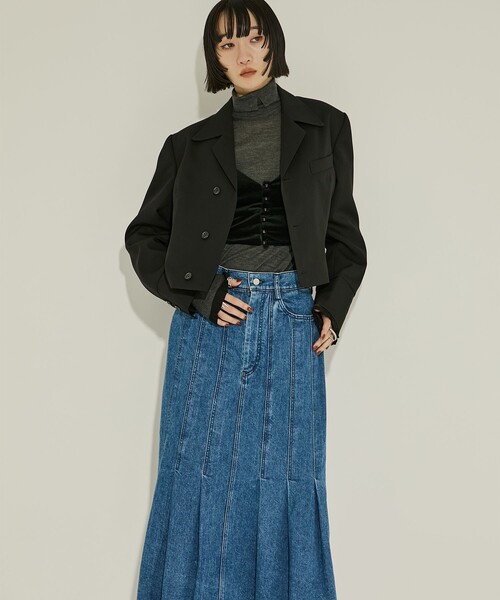 AKANE UTSUNOMIYA(アカネウツノミヤ)の「【AKANE UTSUNOMIYA/アカネウツノミヤ】WAO-FSK46-2007/デニムマーメイドスカート/秋服(スカート・レディース・ダークインディゴブルー/ブラック・38/36)」の15枚目の写真