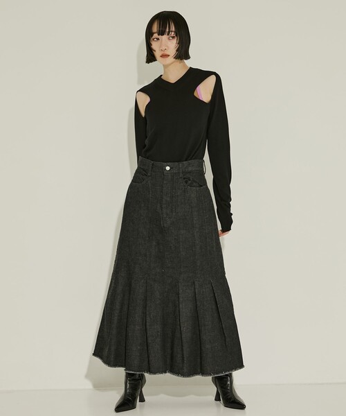 AKANE UTSUNOMIYA(アカネウツノミヤ)の「【AKANE UTSUNOMIYA/アカネウツノミヤ】WAO-FSK46-2007/デニムマーメイドスカート/秋服(スカート・レディース・ダークインディゴブルー/ブラック・38/36)」の16枚目の写真