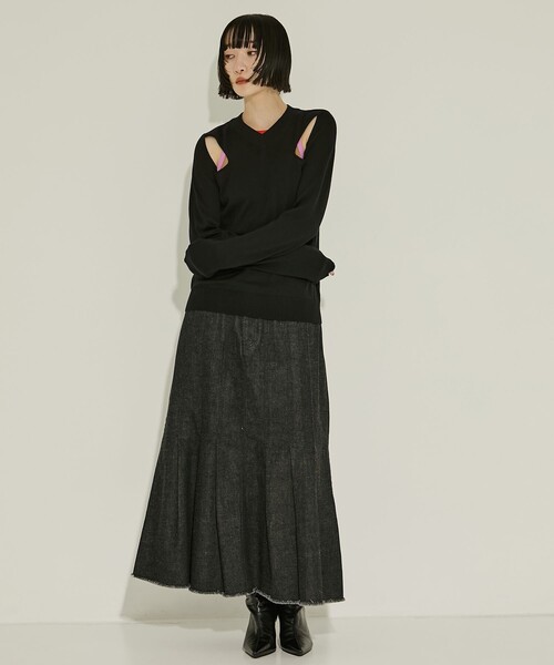 AKANE UTSUNOMIYA(アカネウツノミヤ)の「【AKANE UTSUNOMIYA/アカネウツノミヤ】WAO-FSK46-2007/デニムマーメイドスカート/秋服(スカート・レディース・ダークインディゴブルー/ブラック・38/36)」の17枚目の写真