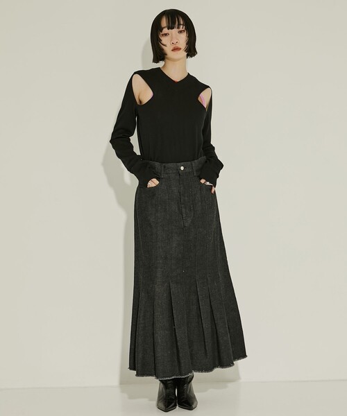 AKANE UTSUNOMIYA(アカネウツノミヤ)の「【AKANE UTSUNOMIYA/アカネウツノミヤ】WAO-FSK46-2007/デニムマーメイドスカート/秋服(スカート・レディース・ダークインディゴブルー/ブラック・38/36)」の19枚目の写真