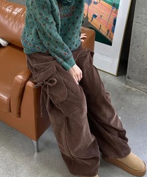 カーゴパンツ（ブラウン/茶色系・コーデュロイ）ファッション