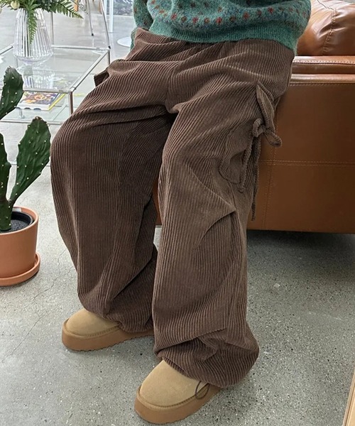 meJane（ミージェーン）の「コーデュロイアウトポケット ドロストコードカーゴパンツ（カーゴパンツ・レディース・ブラウン・FREE）」の2枚目の写真