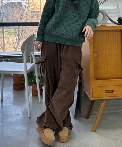 meJane（ミージェーン）の「コーデュロイアウトポケット ドロストコードカーゴパンツ（カーゴパンツ・レディース・ブラウン・FREE）」の3枚目の写真