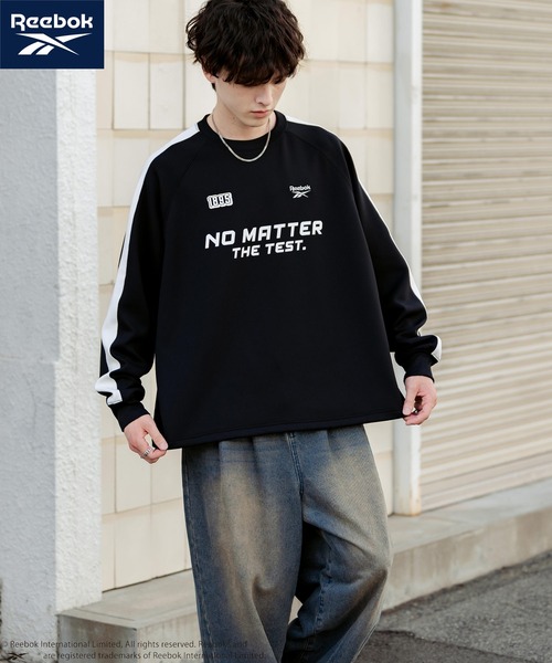 Rocky Monroe(ロッキーモンロー)の「Reebok リーボック オーバーサイズ袖ラインロゴ刺繍ラグランポンチ長袖ゲームシャツ(Tシャツ/カットソー・メンズ・ブルーグレー/ブラック/ホワイト・L/M)」の5枚目の写真