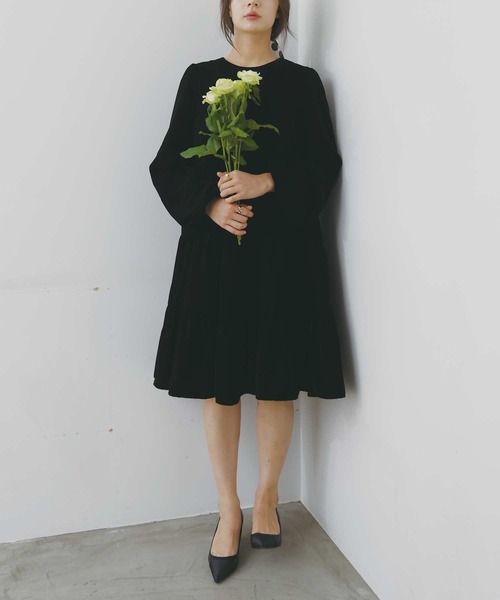 PICCIN(ピッチン)の「ベロアティアードワンピース(ワンピース・レディース・ブラック・M)」の3枚目の写真