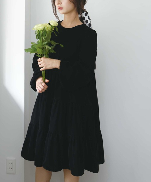 PICCIN(ピッチン)の「ベロアティアードワンピース(ワンピース・レディース・ブラック・M)」の2枚目の写真