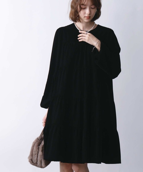 PICCIN(ピッチン)の「ベロアティアードワンピース(ワンピース・レディース・ブラック・M)」の4枚目の写真