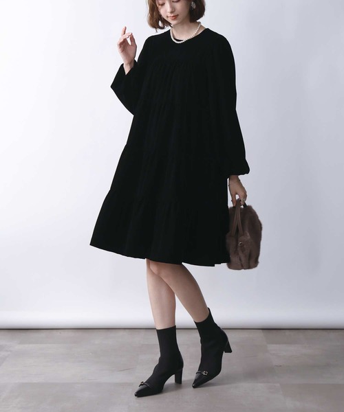 PICCIN(ピッチン)の「ベロアティアードワンピース(ワンピース・レディース・ブラック・M)」の10枚目の写真