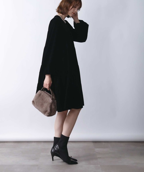 PICCIN(ピッチン)の「ベロアティアードワンピース(ワンピース・レディース・ブラック・M)」の12枚目の写真