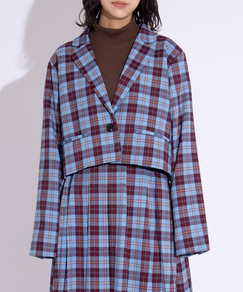 セール】チェックショートジャケット（テーラードジャケット）｜PUNYUS