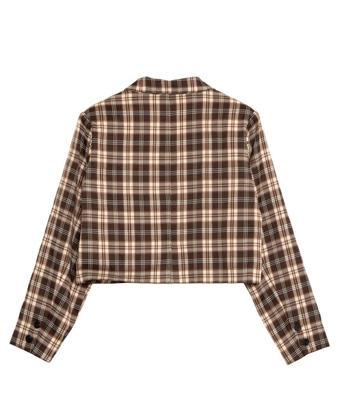 PUNYUS（プニュズ）の「チェックショートジャケット（テーラードジャケット・レディース・ブラウン/ブルー・3/2/1/4）」の8枚目の写真