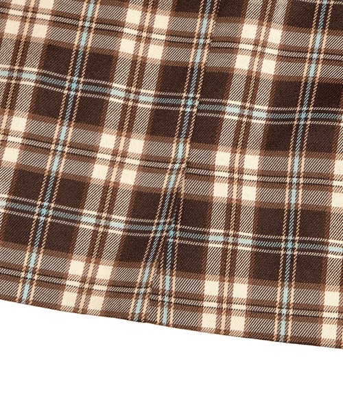 PUNYUS（プニュズ）の「チェックショートジャケット（テーラードジャケット・レディース・ブラウン/ブルー・3/2/1/4）」の12枚目の写真