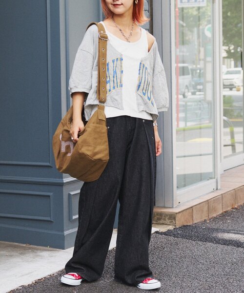 etsinta（エシンタ）の「etsintaリメイクオフショルハーフスリーブtee（Tシャツ/カットソー・レディース・グレー・ONE SIZE）」の7枚目の写真