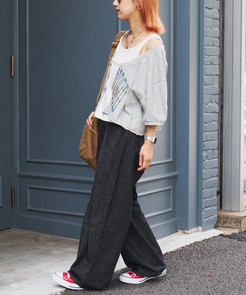 etsinta（エシンタ）の「etsintaリメイクオフショルハーフスリーブtee（Tシャツ/カットソー・レディース・グレー・ONE SIZE）」の8枚目の写真