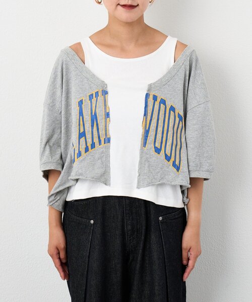 etsinta（エシンタ）の「etsintaリメイクオフショルハーフスリーブtee（Tシャツ/カットソー・レディース・グレー・ONE SIZE）」の11枚目の写真