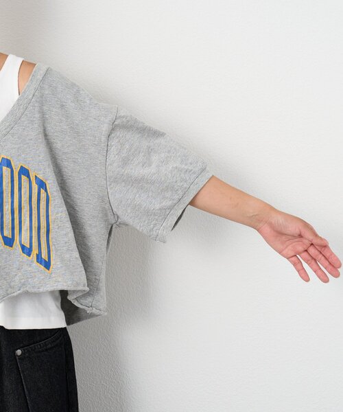 etsinta（エシンタ）の「etsintaリメイクオフショルハーフスリーブtee（Tシャツ/カットソー・レディース・グレー・ONE SIZE）」の15枚目の写真