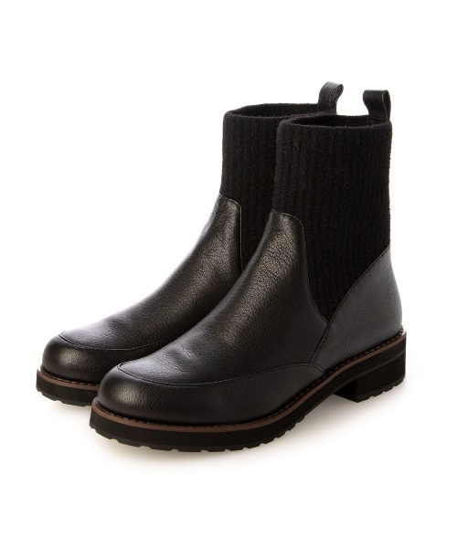 ing（イング）の「ニットデザインショートブーツ（ブーツ・レディース・ブラック/サンドベージュ・23cm/23.5cm/22.5cm/24cm/24.5cm）」の7枚目の写真