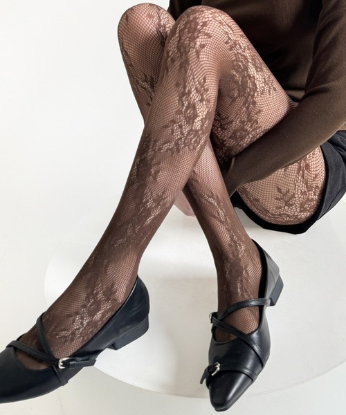 SHEPP(シープ)の「フラワーモチーフ レースデザインタイツ(タイツ/ストッキング・レディース・ブラック/グレー/ブラウン/ホワイト/レッド/アイボリー・F)」の17枚目の写真