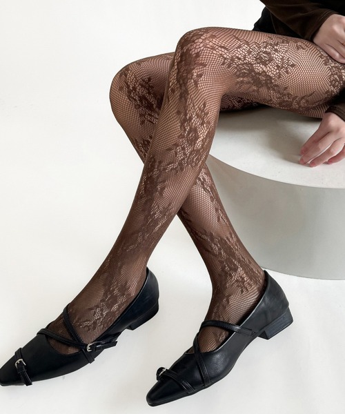 SHEPP(シープ)の「フラワーモチーフ レースデザインタイツ(タイツ/ストッキング・レディース・ブラック/グレー/ブラウン/ホワイト/レッド/アイボリー・F)」の15枚目の写真