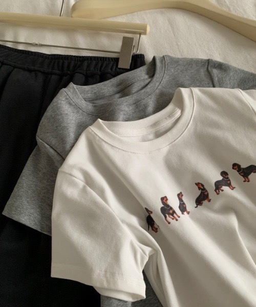 FUNdaysion（ファンデイション）の「dogプリントショート半袖Tシャツ（Tシャツ/カットソー・レディース・グレー/ホワイト・M）」の17枚目の写真